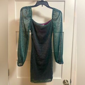 Formal dress Dark Green with Purple underlay Size S